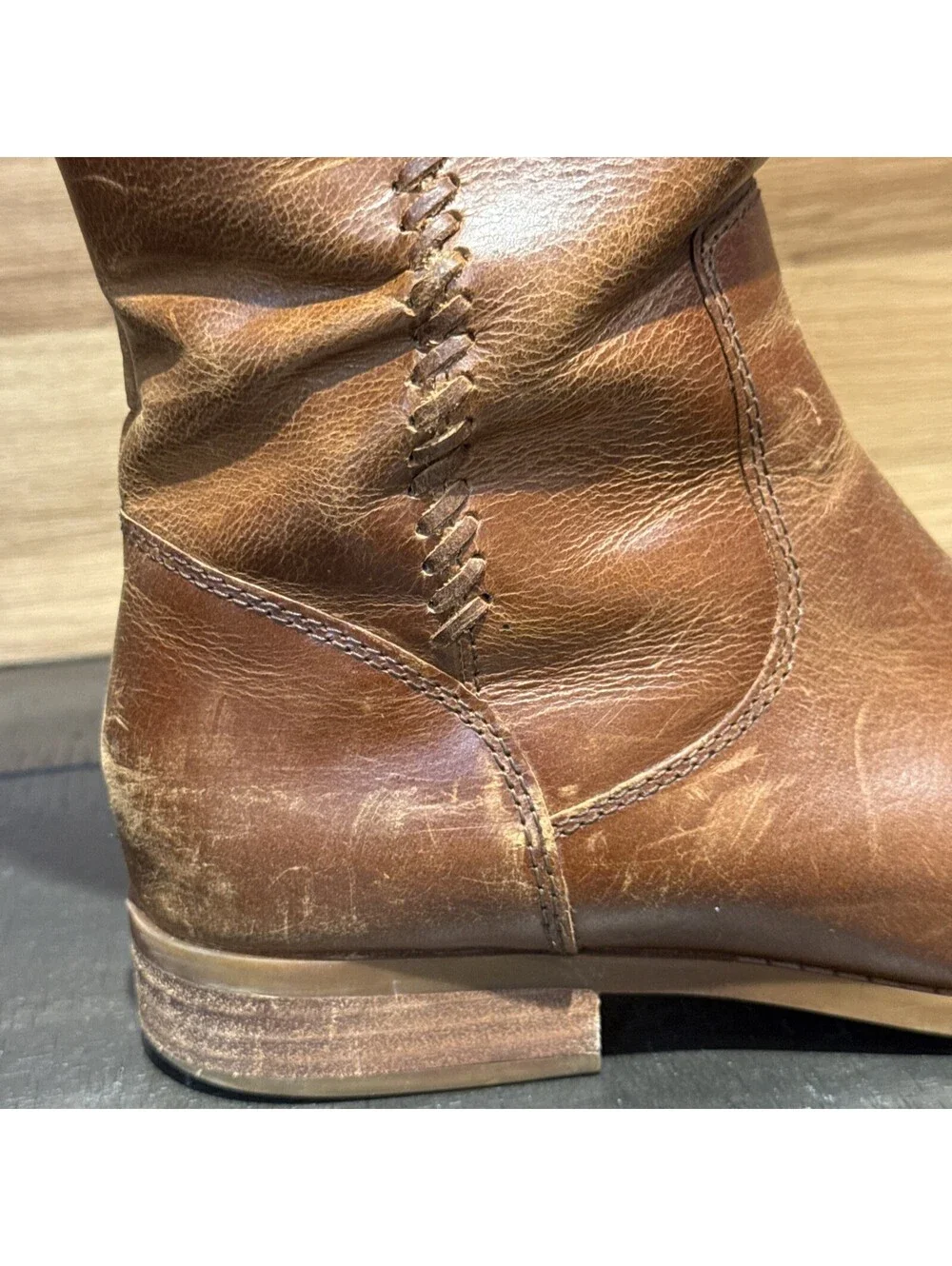 Frye Jolie Whip Tall Boots Women’s 8M Cognac Leather Riding Knee High